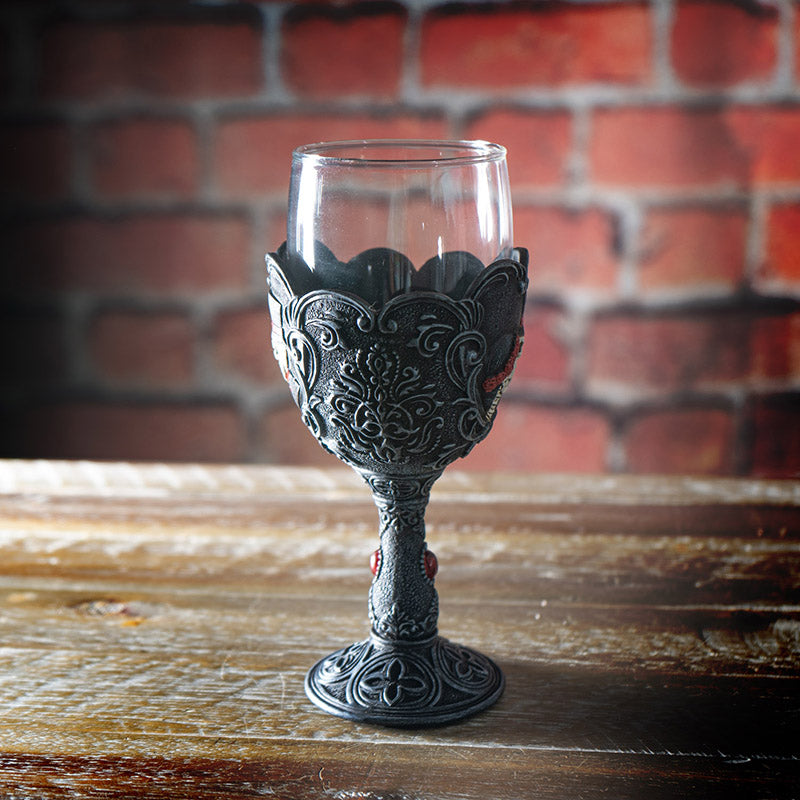 Love Never Dies Skeleton Bride and Groom Glass Goblet