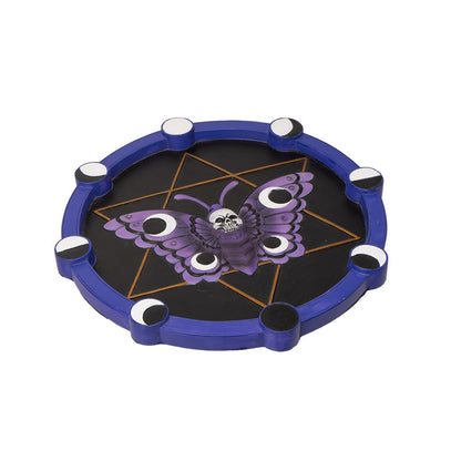 Gothic Skull Moth Wall Plaque Mystical Purple Moth with Lunar Phases