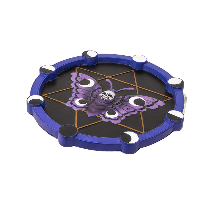 Gothic Skull Moth Wall Plaque Mystical Purple Moth with Lunar Phases