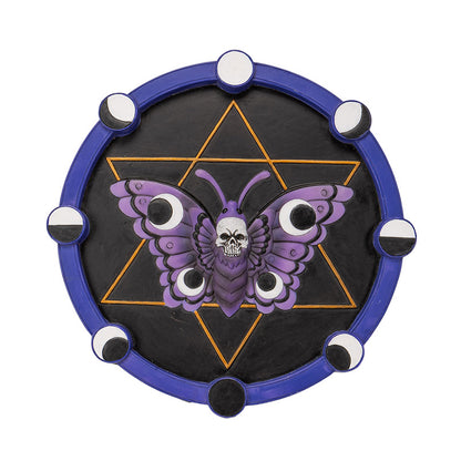 Gothic Skull Moth Wall Plaque Mystical Purple Moth with Lunar Phases