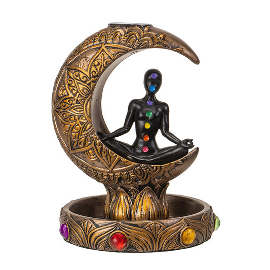 Chakra Meditation Backflow Incense Burner with Crescent Moon