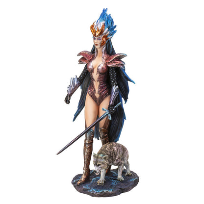 Fire of Ring Fantasy Warrior with Guardian Wolf by Ruth Thompson