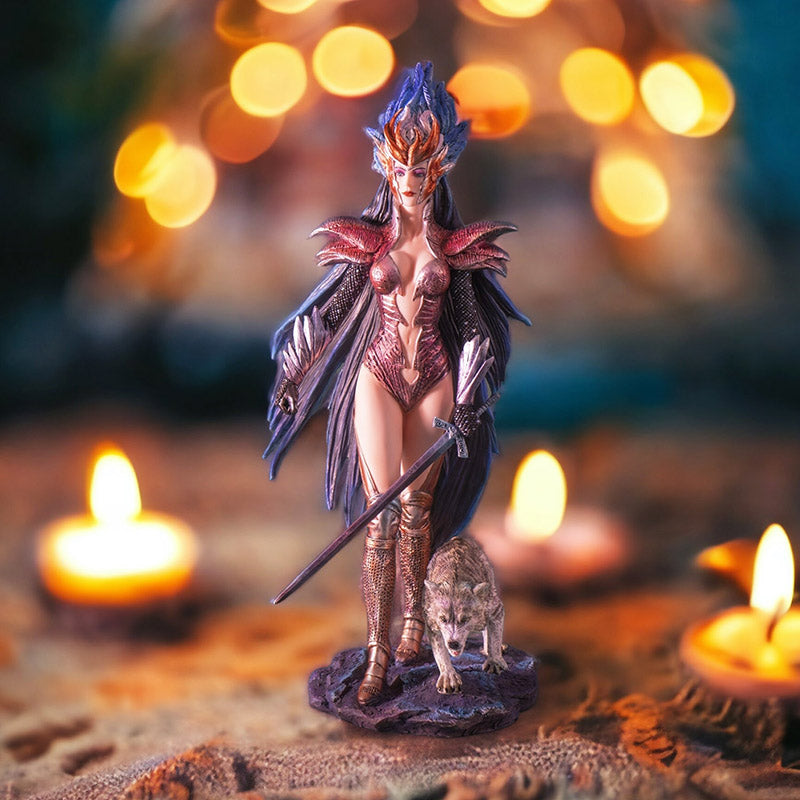 Fire of Ring Fantasy Warrior with Guardian Wolf by Ruth Thompson