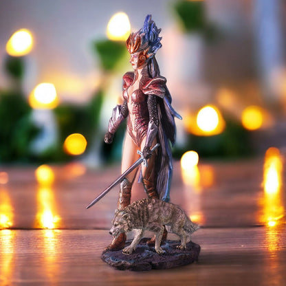 Fire of Ring Fantasy Warrior with Guardian Wolf by Ruth Thompson