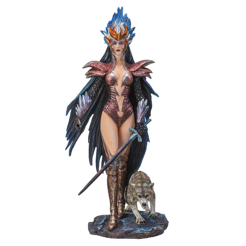 Fire of Ring Fantasy Warrior with Guardian Wolf by Ruth Thompson