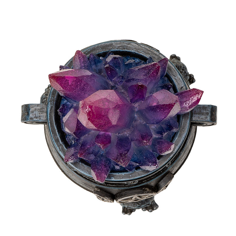 Triple Moon Magic Cauldron with Light-Up Purple Crystals