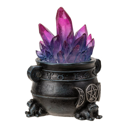 Triple Moon Magic Cauldron with Light-Up Purple Crystals