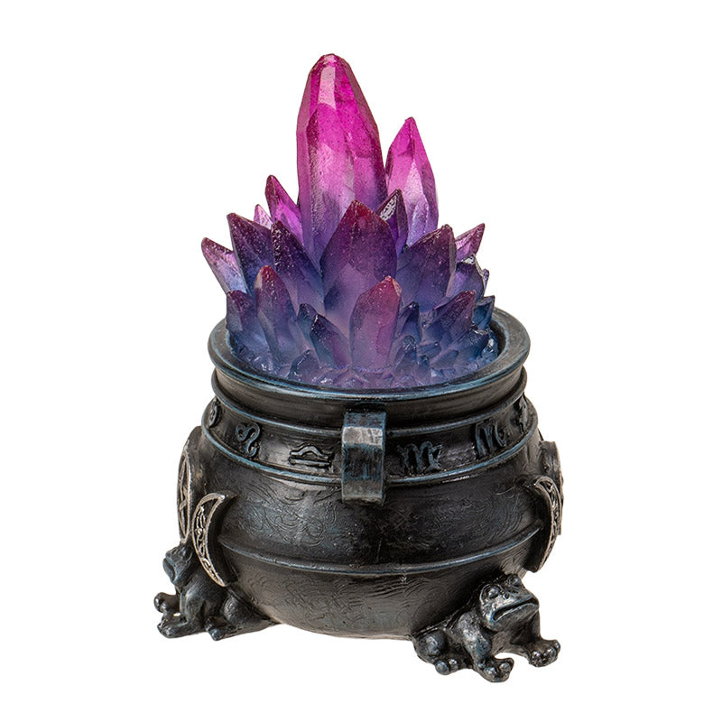 Triple Moon Magic Cauldron with Light-Up Purple Crystals