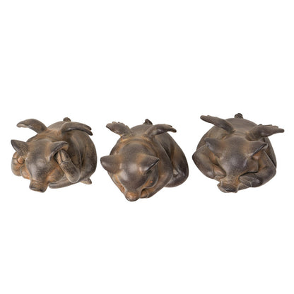 See, Hear, Speak No Evil Flying Pig Figurine Set