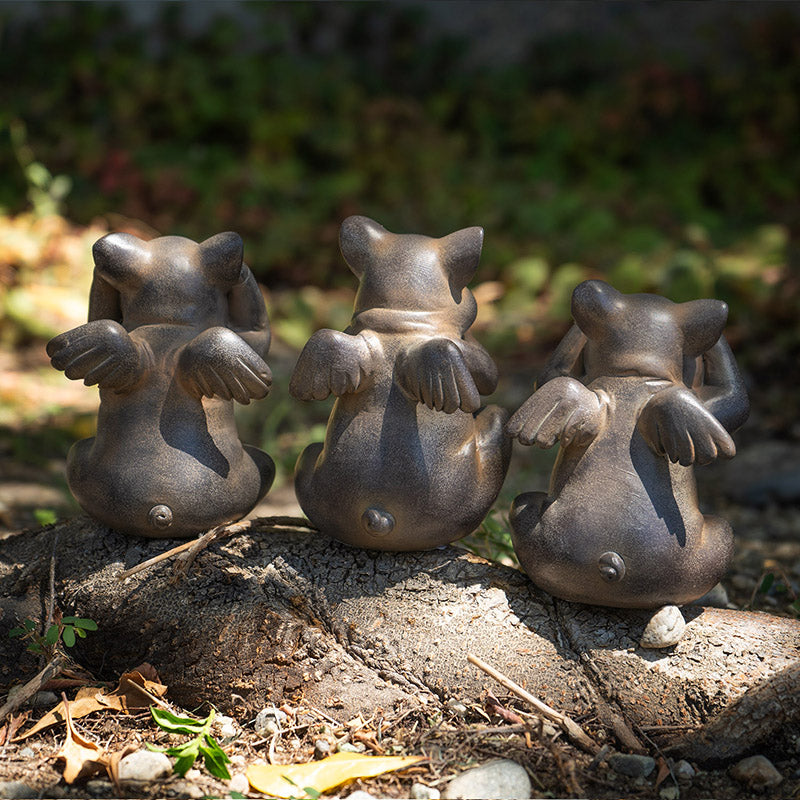 See, Hear, Speak No Evil Flying Pig Figurine Set