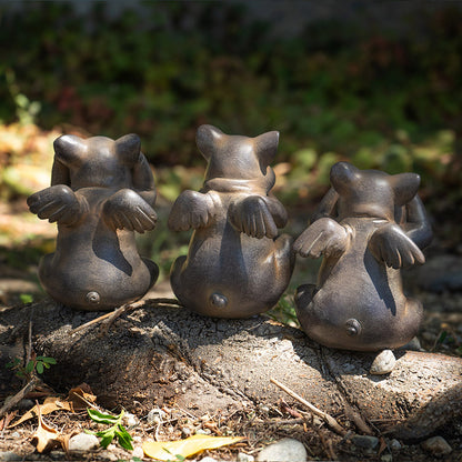 See, Hear, Speak No Evil Flying Pig Figurine Set