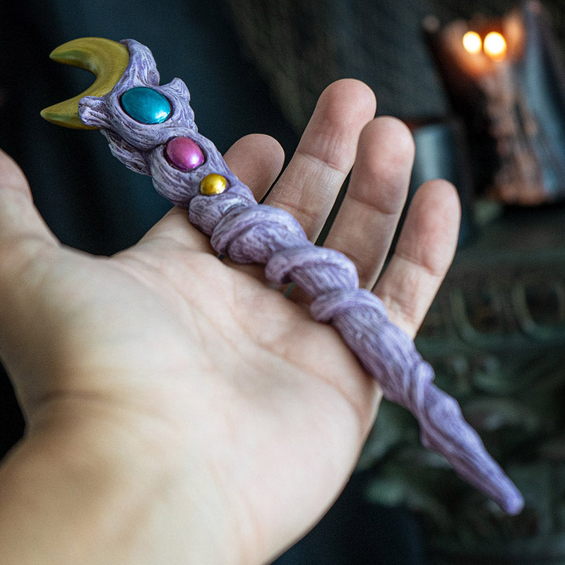 Crescent Moon Gemstone Magic Wand