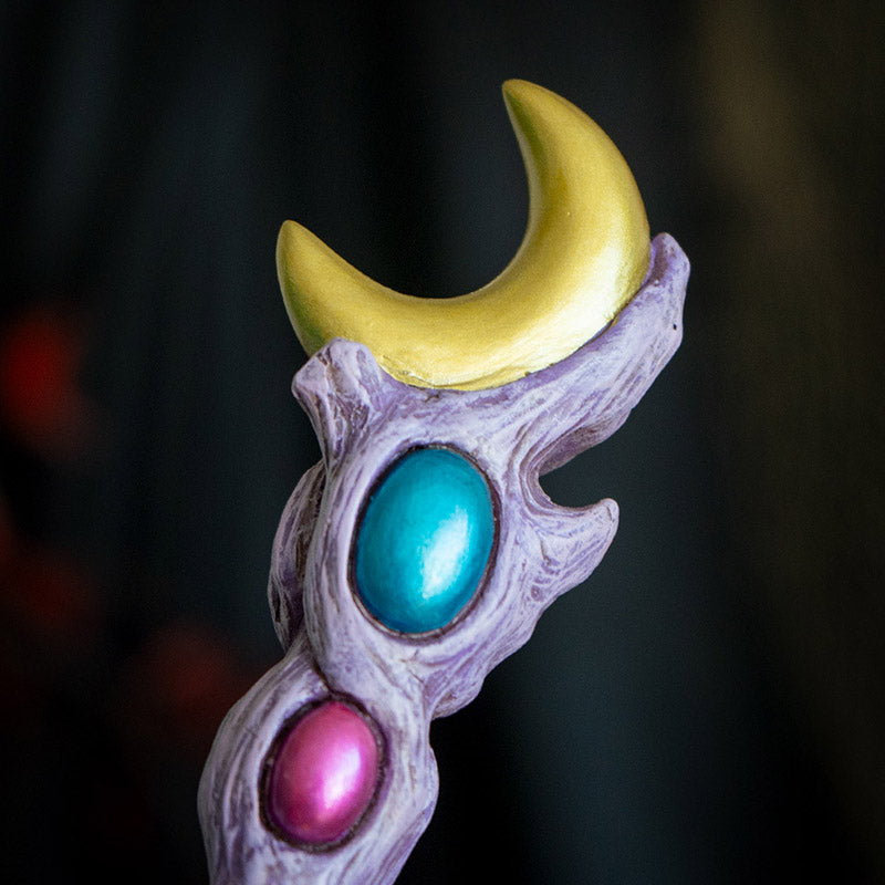 Crescent Moon Gemstone Magic Wand
