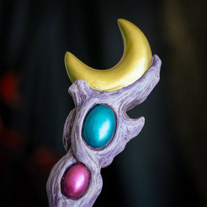 Crescent Moon Gemstone Magic Wand