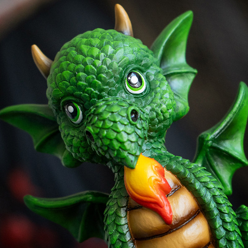 Dragon Collectible Figurine Featuring Flame Design and Your Fantastic Dreams Have Wings Message
