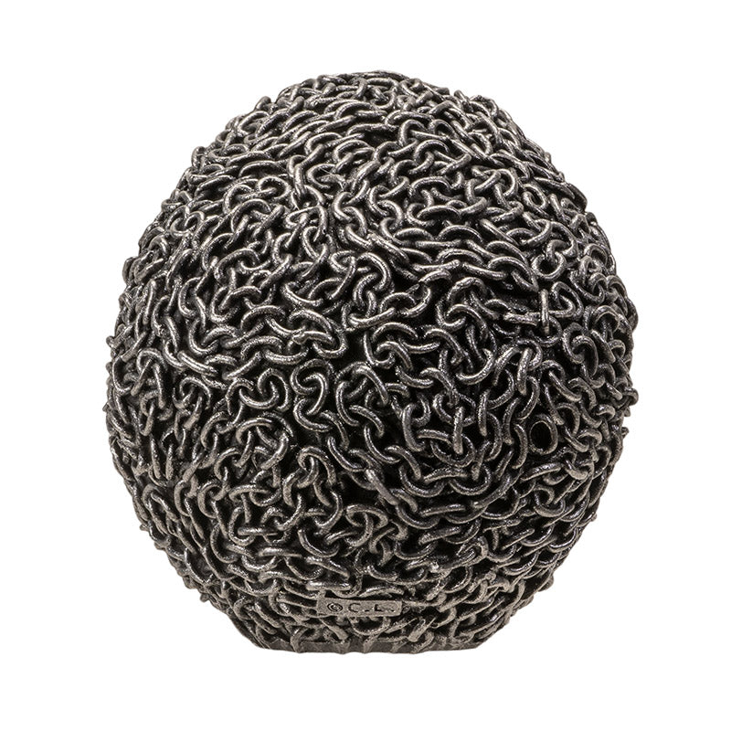 Chain Wrapped Skull Head Sculpture