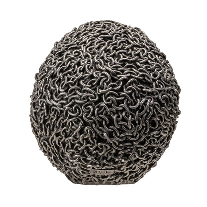 Chain Wrapped Skull Head Sculpture