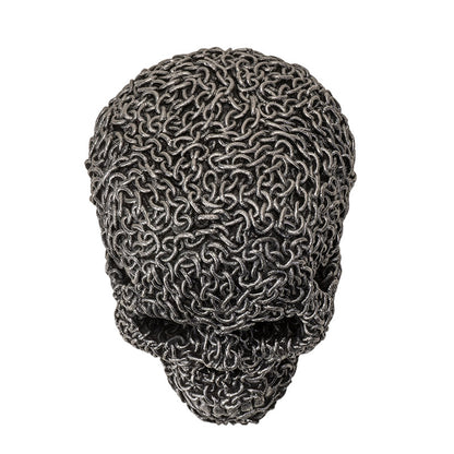Chain Wrapped Skull Head Sculpture