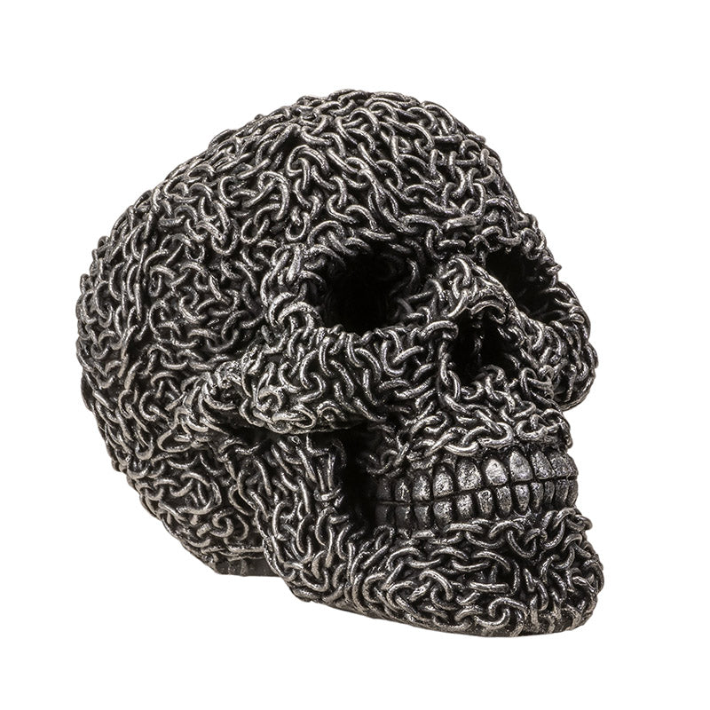 Chain Wrapped Skull Head Sculpture