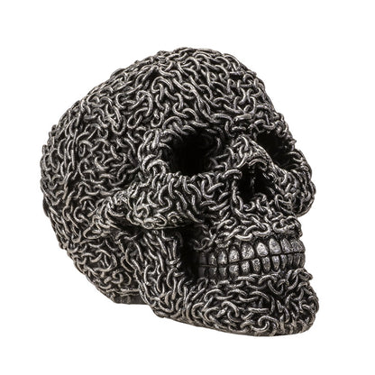 Chain Wrapped Skull Head Sculpture