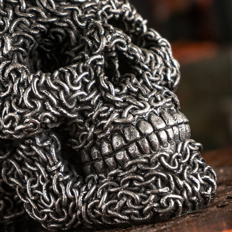 Chain Wrapped Skull Head Sculpture