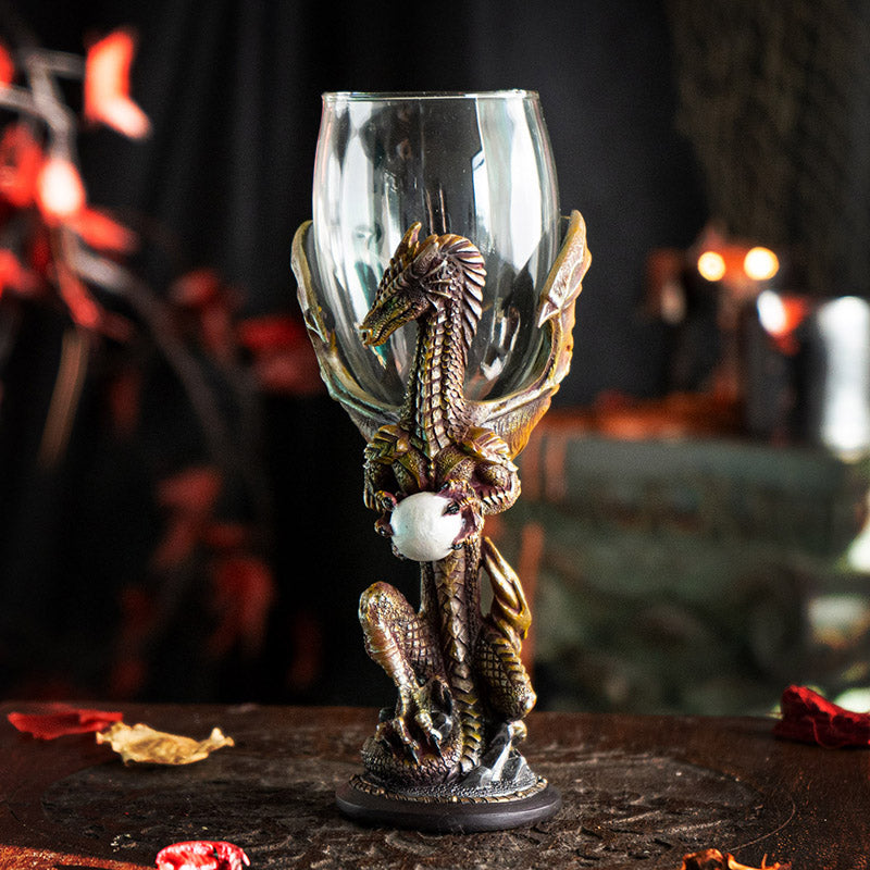 Medieval Dragon Crystal Orb Wine Goblet by Ruth Thompson
