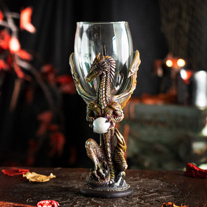 Medieval Dragon Crystal Orb Wine Goblet by Ruth Thompson
