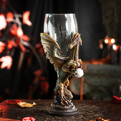 Medieval Dragon Crystal Orb Wine Goblet by Ruth Thompson
