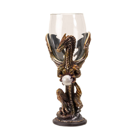 Medieval Dragon Crystal Orb Wine Goblet by Ruth Thompson