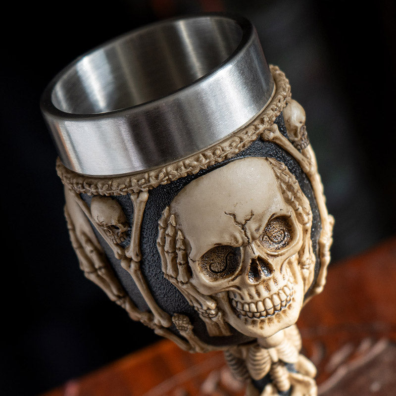 Hear See Speak No Evil Skeleton Wine Goblet with Stainless Steel