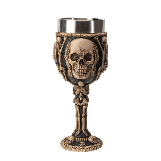 Hear See Speak No Evil Skeleton Wine Goblet with Stainless Steel