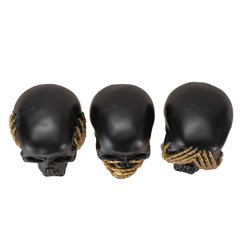 Hear See Speak No Evil Skull Figurine Set of 3 (Small)