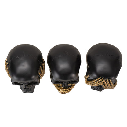 Hear See Speak No Evil Skull Figurine Set of 3 (Small)