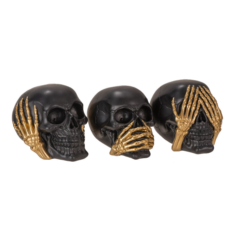 Hear See Speak No Evil Skull Figurine Set of 3 (Small)