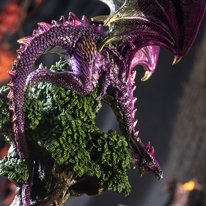 Purple Dragon Perched on Tree Statue