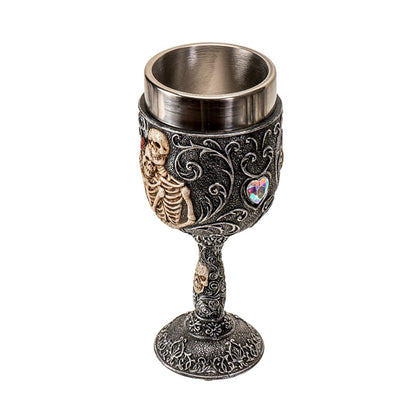 Skeleton Couple Wine Goblet with Stainless Steel