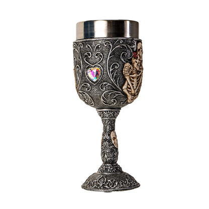 Skeleton Couple Wine Goblet with Stainless Steel