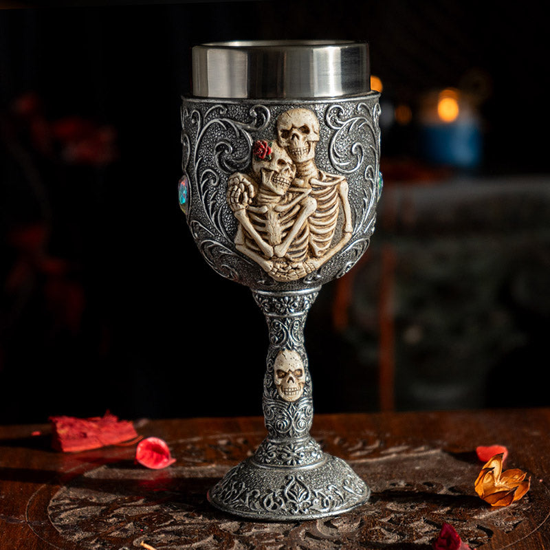 Skeleton Couple Wine Goblet with Stainless Steel