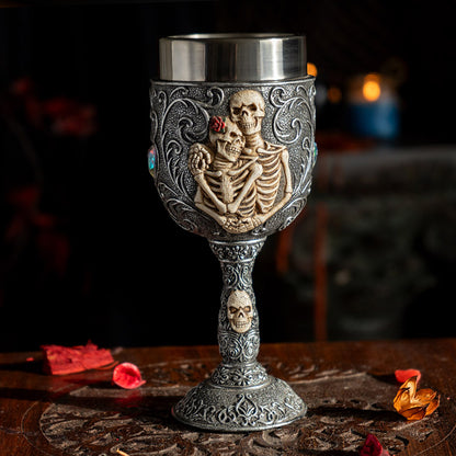 Skeleton Couple Wine Goblet with Stainless Steel