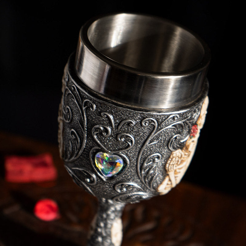 Skeleton Couple Wine Goblet with Stainless Steel