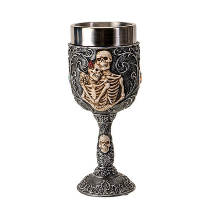 Skeleton Couple Wine Goblet with Stainless Steel
