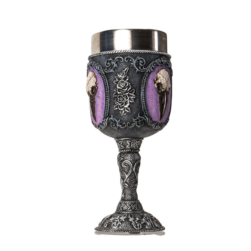 Raven Skull Goblet with Stainless Steel