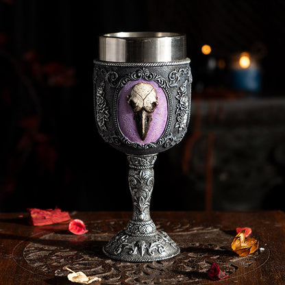 Raven Skull Goblet with Stainless Steel
