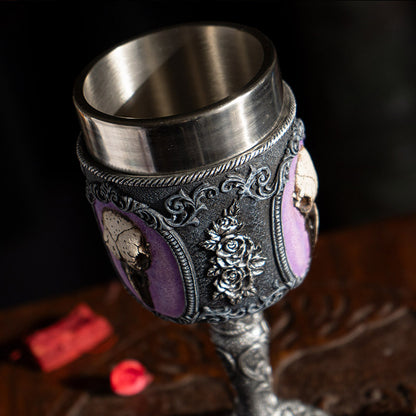 Raven Skull Goblet with Stainless Steel
