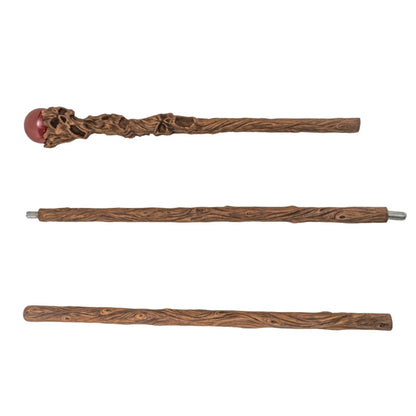 Skull Tree Trunk Sorcerer Staff with Red Crystal Orb 67 Inches