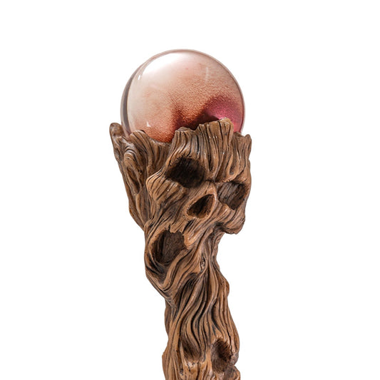 Skull Tree Trunk Sorcerer Staff with Red Crystal Orb 67 Inches