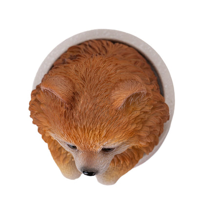 Pomeranian Dog Figurine in Decorative Pot