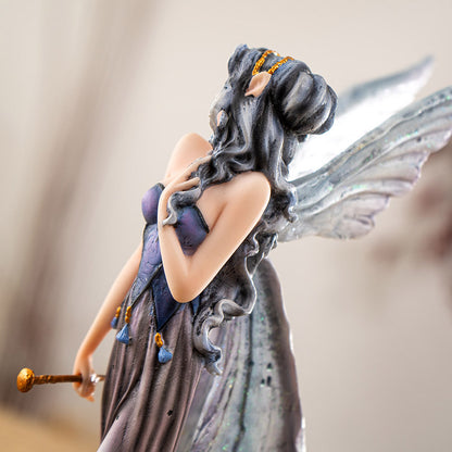Moonlight Fairy with Glittering Wings and Guardian Wolves