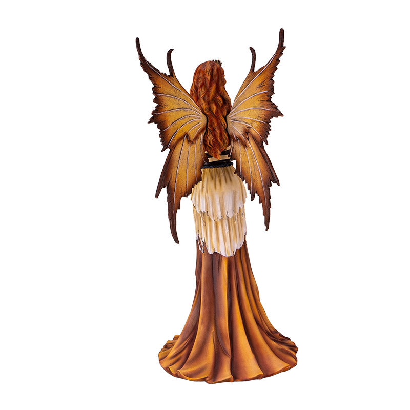 Royal Queen Bee Fairy Figurine with Golden Crown Honeycomb Wings and Honey Pot