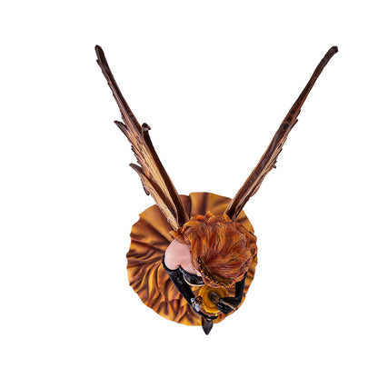 Royal Queen Bee Fairy Figurine with Golden Crown Honeycomb Wings and Honey Pot